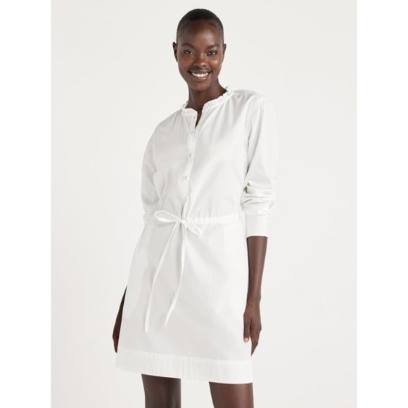 Free Assembly Women’s Ruffle Neck Mini Dress, Sizes XS-XXXL-White - Picture 1 of 5